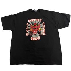 Hanes Men Shirt Black XL Cotton Devil Support Cave Creek Crew Diablo Fire Tee