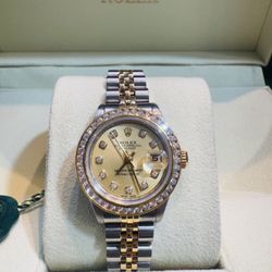 ROLEX LADIES DATEJUST TTONE DIAMONDS DIAL BEZEL 26MM