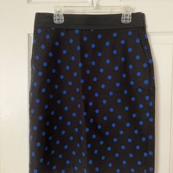 Women’s Black Blue Polka Dot Midi Pencil Skirt - Size 6