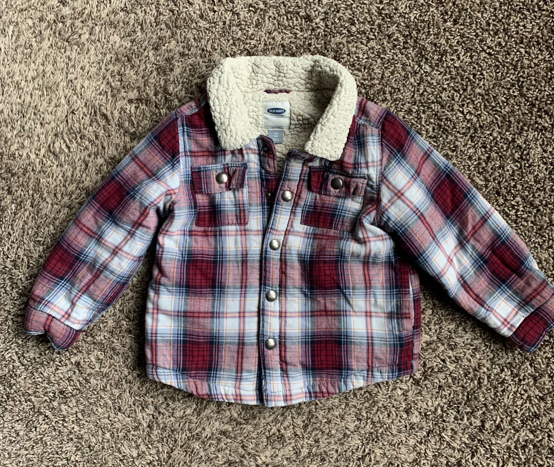4T- Old Navy Fleece Lined Flannel Jacket