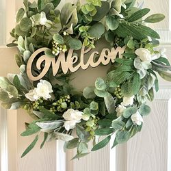 Jasmine flowers eucalyptus 13” wreath