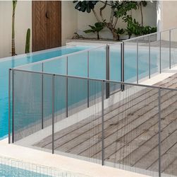 5FTx48FT DIY Removable Pool Safety Fence for Inground Pools, Black Mesh