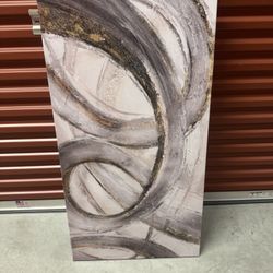 Modern Abstract Canvas Art – Neutral Tones with Gold Accents