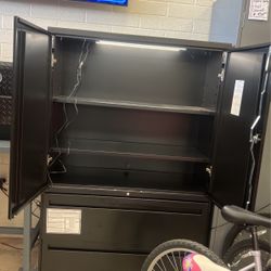 Hon 800 Series Wide Lateral File With Storage Cabinet - 42" X 19.3" X 67" - Steel - 2 X Shelf[ves] - 2 X File Drawer[s] - Legal, Letter - Security Loc