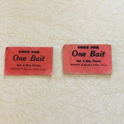 Vintage fishing bait tickets Newport Beach/ Balboa CA