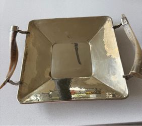 Art Deco Alpaca Silver Tray with Horn Handles