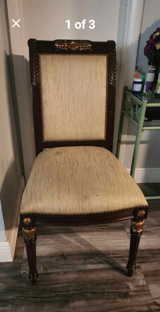 2 Chairs. 20 Each. Cloth And Wood.