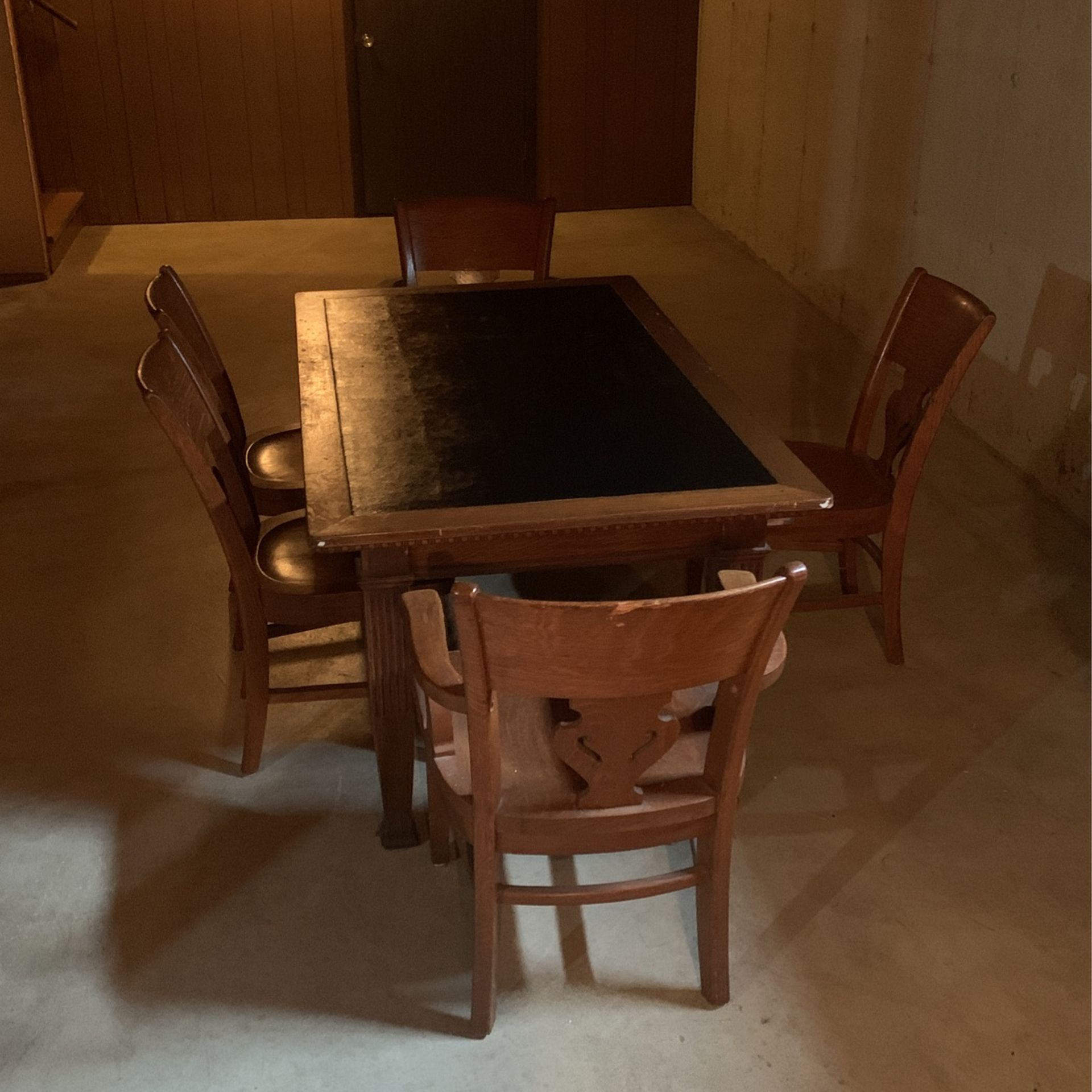 Antique Courthouse Table And Chairs