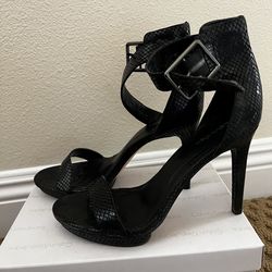 Calvin Klein black ankle strap high heels size 8m