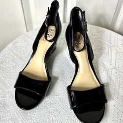 VINCE CAMUTO💥NWOT💥Open Toe Black Patent Leather Shoes Size 7/37