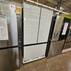 White Glass Refrigerator Counter Depth Samsung Bespoke