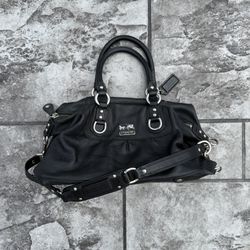 Coach Madison Sabrina Hand Bag Purse in Full Black Leather