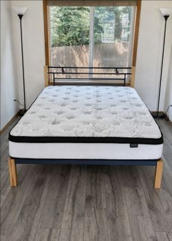 Newer Queen Ashley Chime 12" Hybrid Pillowtop Mattress and Zinus Platform Bed Frame w/ Slats