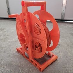 🔥 50ft Heavy Duty Orange Extension Cord on Durable Storage Reel Garage Workshop Outdoor Power Tool Organizer