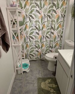 Dinosaur Themed Shower Curtain and Bath Rug