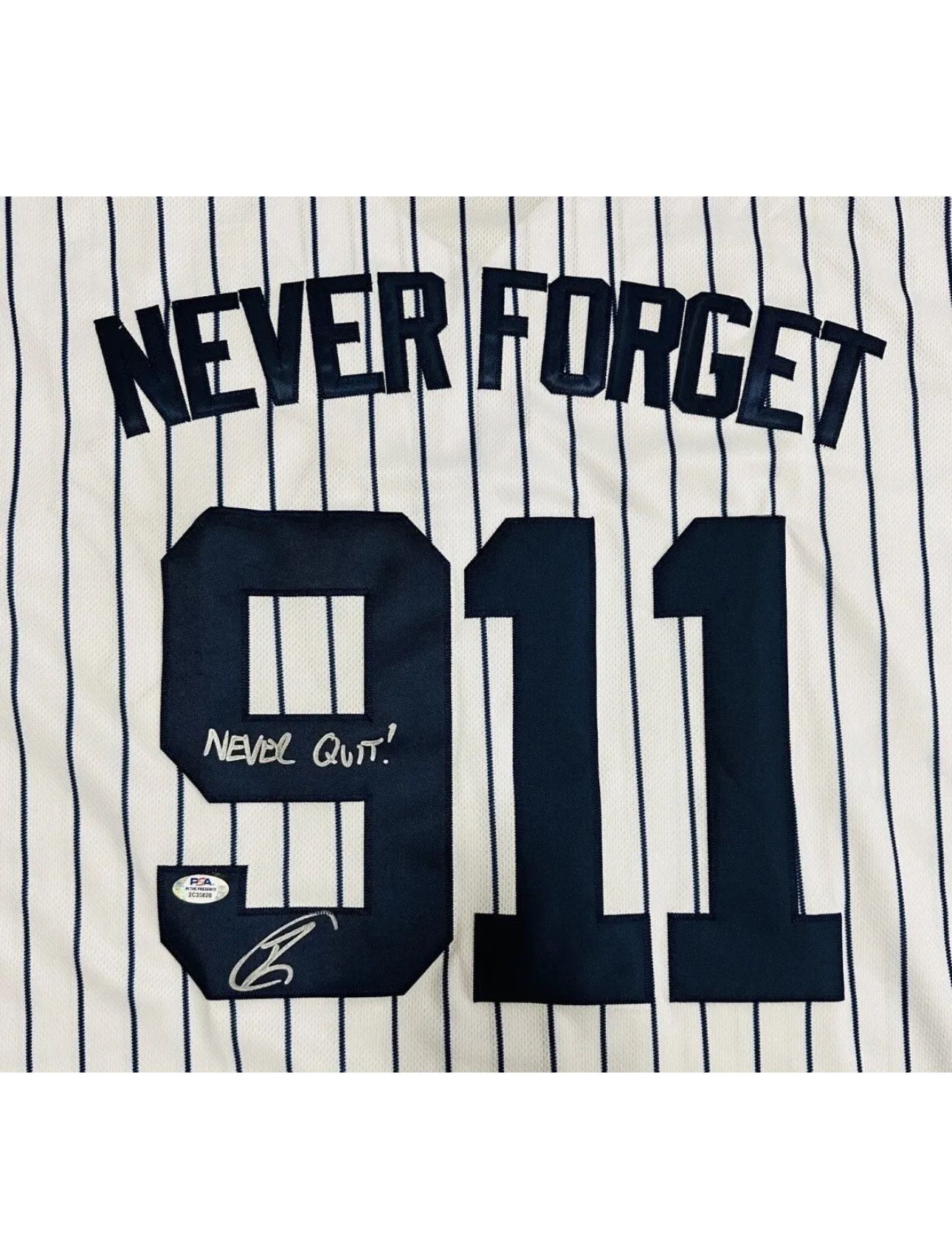 NY Yankees Customized 9/11 Never Forget Jersey Autographed By US