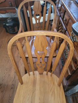 Solid oak, custom made Amish dining chairs