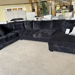 Custom U Shape Black Velvet Fabric Oversize Sectional ( Check The Descriptions)
