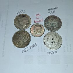 Morgan , Peace , Kennedy  SILVER COINS 