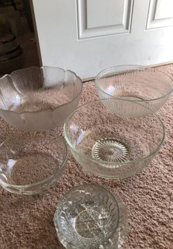 Three Big and Four Small Crystal Bowls. Very beautiful no crack or chip. Two dollars each for the big ones and one dollar for the small ones