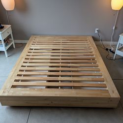 Queen-sized white/birch bed with storage, IKEA "Mandal"