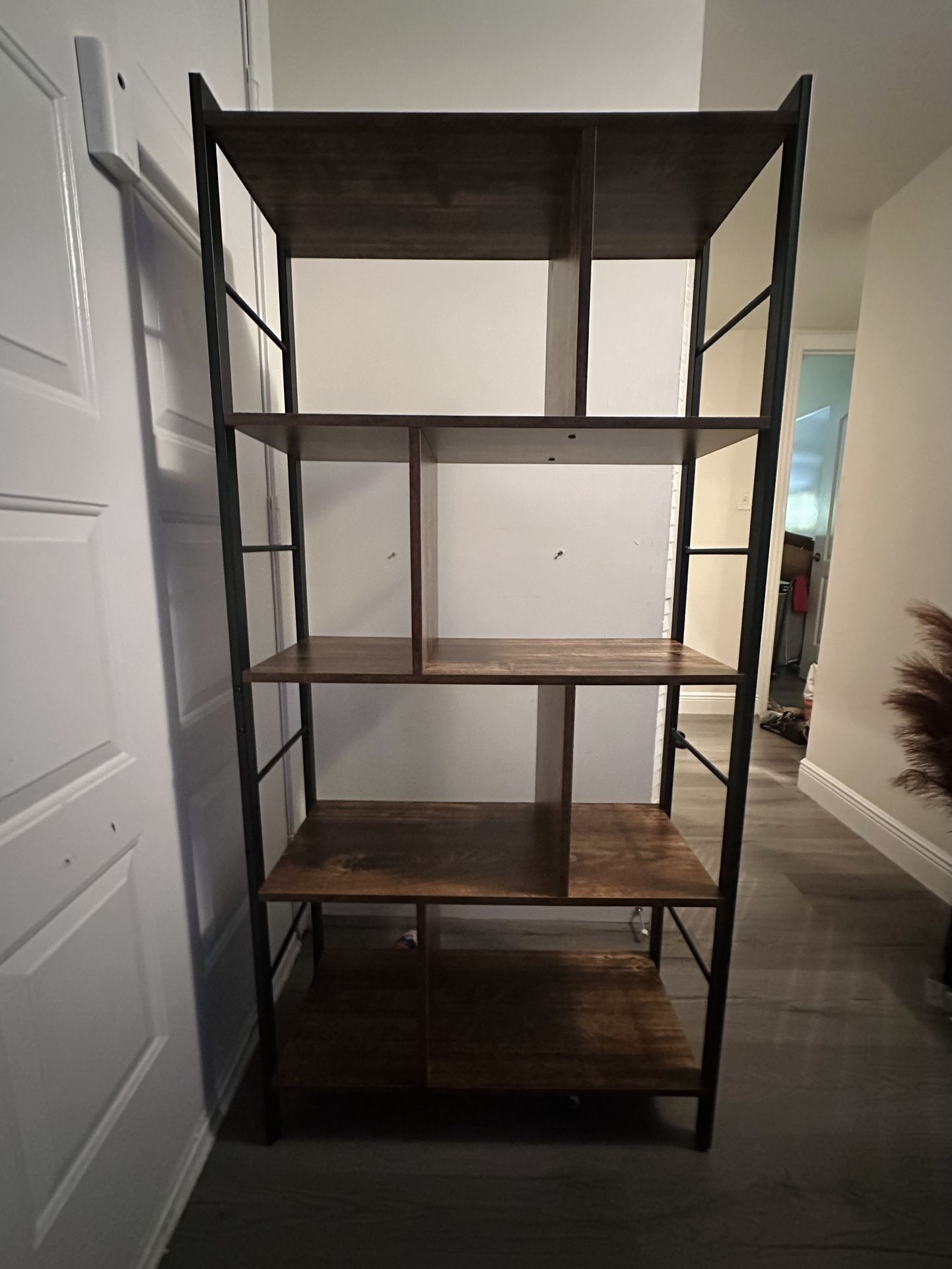 5-Tier Bookshelf, Industrial Style Bookcase with Metal Frame