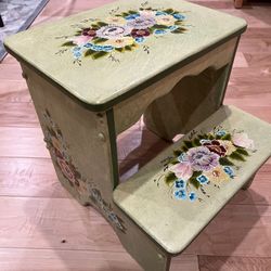 Handmade and hand-painted wooden step stool stepstool shabby chic