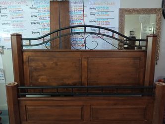 Solid wood king bed frame