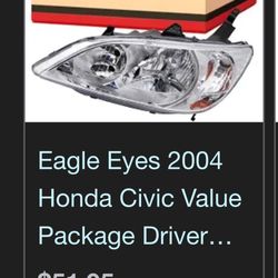 Brand new 2004 Honda Civic DX headlight assembly