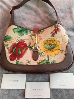 Gucci Jackie Floral Canvas Shoulder Bag