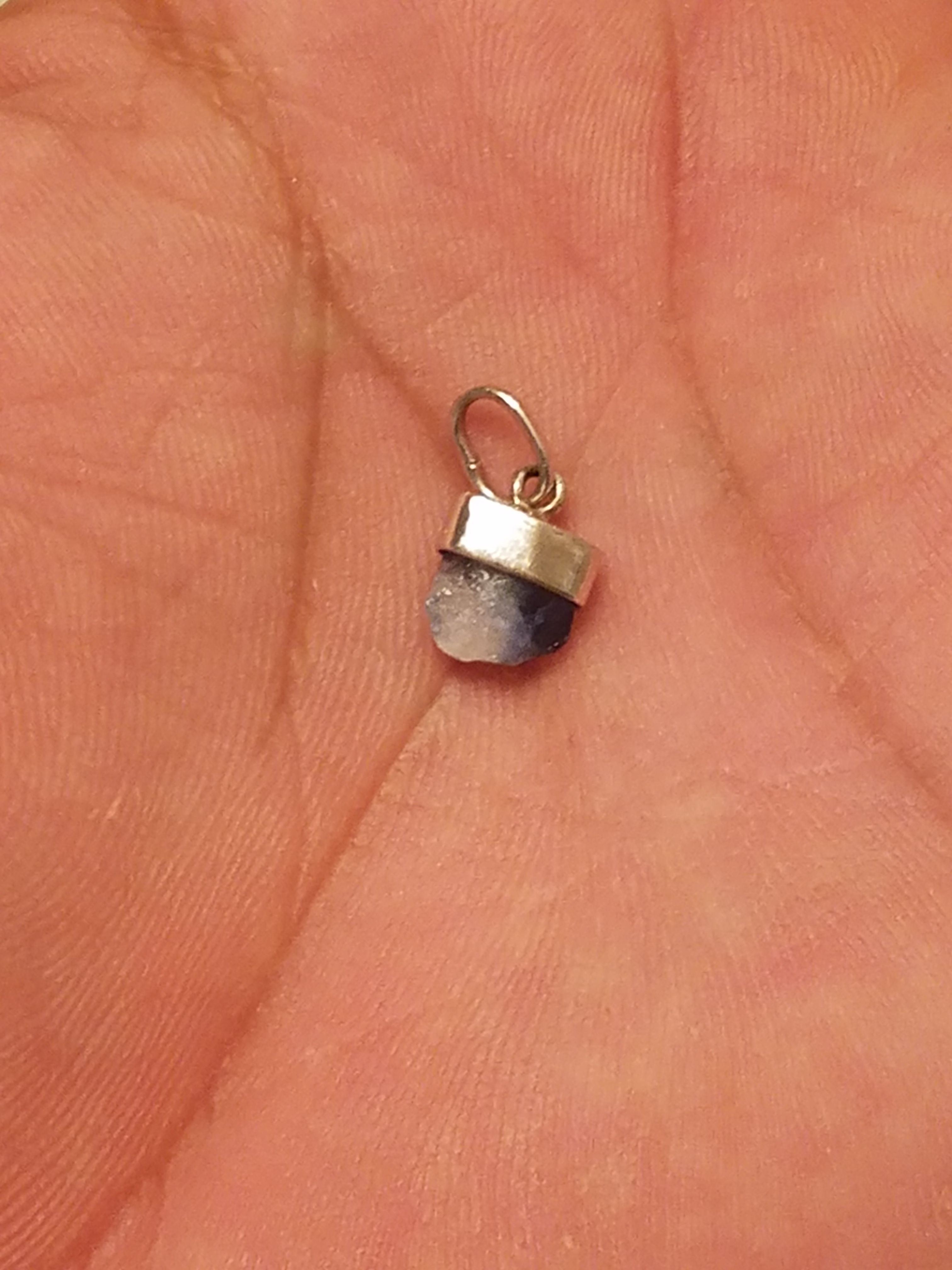 14k white gold pendant with VERY RARE benitoite gem