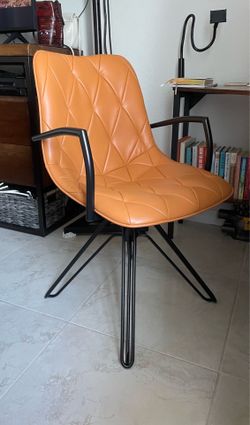 Swivel Accent/Desk Chair (Leather-Metal)