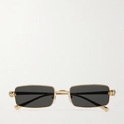 Panthère rectangle-frame crystal-embellished gold-tone sunglasses