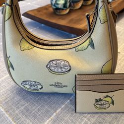 Coach Carmen Mini Crossbody Bag with Lemon Print in the Garden Glade Multi color