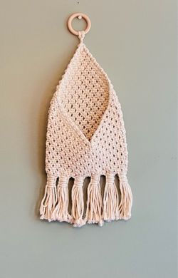 Vintage macrame wall pocket