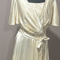 Elegant Cream Wrap Dress
