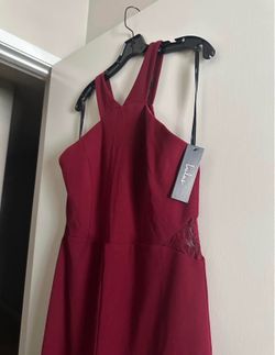 Lulu's Burgundy Strapless Lace-Panel Jumpsuit