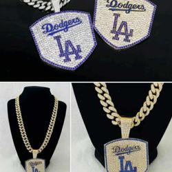 One Dodgers Baseball ⚾️ 💙 Iced Chain Necklace W Pendant.  All Sold Separately SHIPPING AVAILABLE 