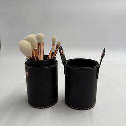 Morphe Makeup Brush Set w/ Travel Case Rose Gold Black Holder Like New