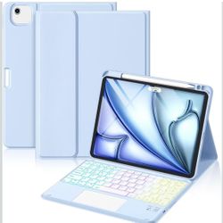 Pink iPad Air 11 Inch Case with Keyboard 7th/6th Gen(M4/M3-2026/2025/2024), iPad Air 5th/4th Gen Case 2022/2020 10.9'' with Pencil Holder, Multi-Angle