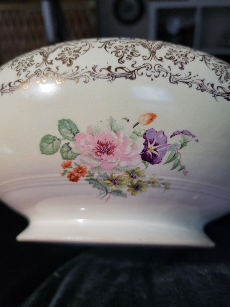 vintage floral serving bowl tureen Symphony By Salem