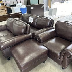Real Leather 3 Set Couch 