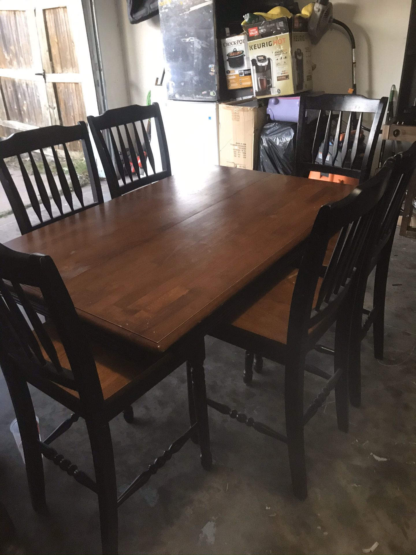 Dining room kitchen table. Dimensions as follow. Chairs 24 inch high the table 30 inches high .56 inch long by 35 inch wide