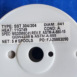 302/304 Stainless Steel Wire 5-lb. Spool, 0.041" Diameter