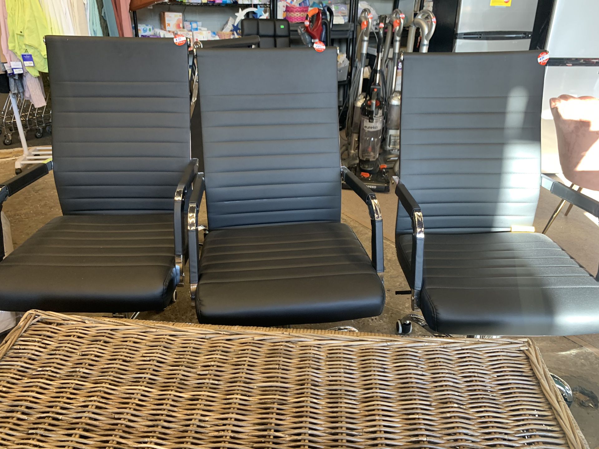 Office chairs black leather $69 each