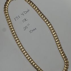CUBAN CHAIN 10KT YELLOW GOLD, 25” LENGHT, 10mm 