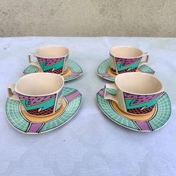 1980s Rosenthal Studio-Linie Dorothy Hafner “Flash” Tea Cup & Saucer (SET OF 4)