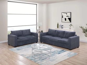 GREY OR BROWN CORDUROY SOFA SET.