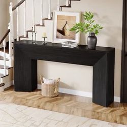 63 inch W Rectangular Black Console Table for Hallway Living Room Easy Assembly