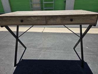 Industrial Wood and Metal Desk with Drawers
